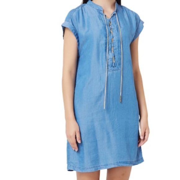 MICHAEL KORS Chain detail chambray dress ⛓️ medium ⛓️ - Picture 3 of 11